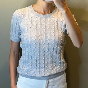 NWOT Tommy Hilfiger Light Grey Wool Cable Knit Sweater XS Women